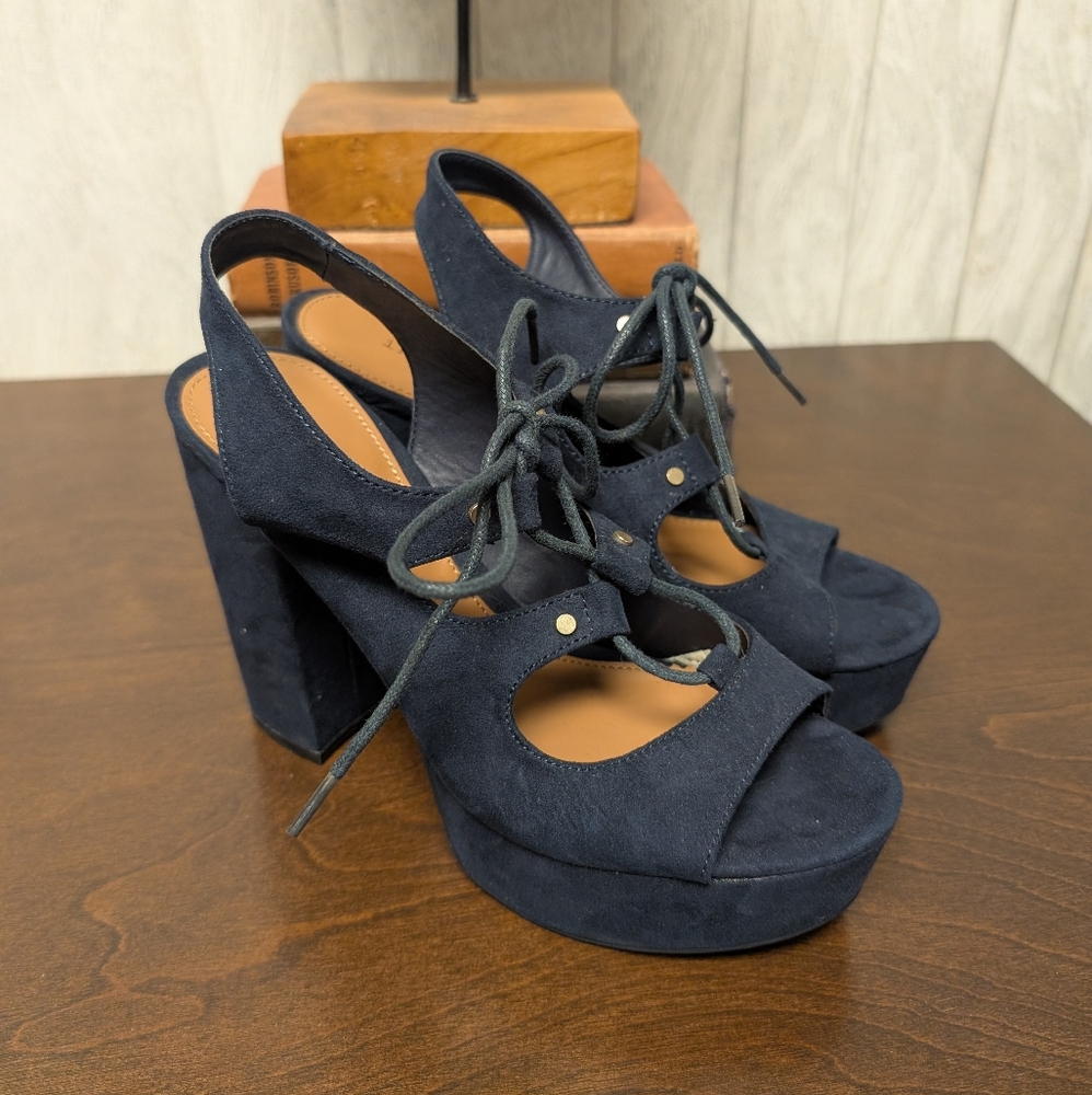 Indigo Rd Navy Lace-Up Platforms - Picture 7 of 8